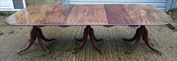 1810 Three Pedestal Antique Dining Table 28h 48½d 103w leaves 13¾ ends 28¼ middle 24¾ _1.JPG